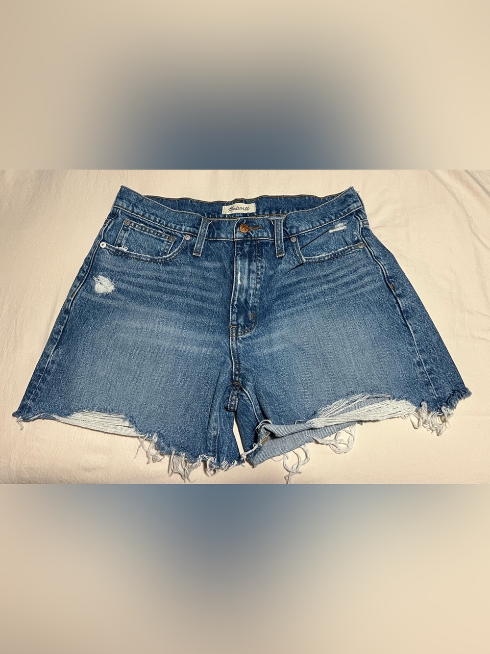 Madewell Distressed Relaxed Mid-Length Jean Shorts Size 29